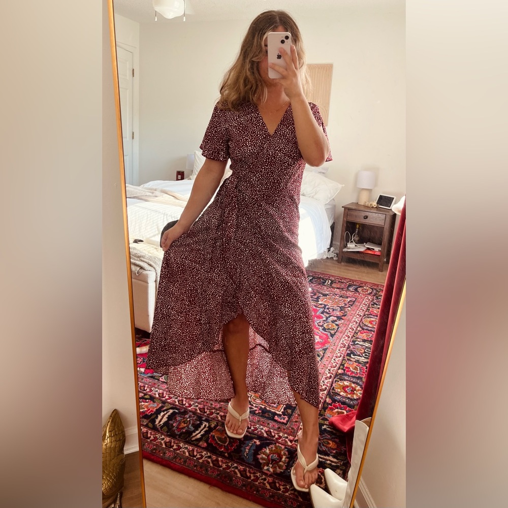 Red Dotted Waist Tie Dress